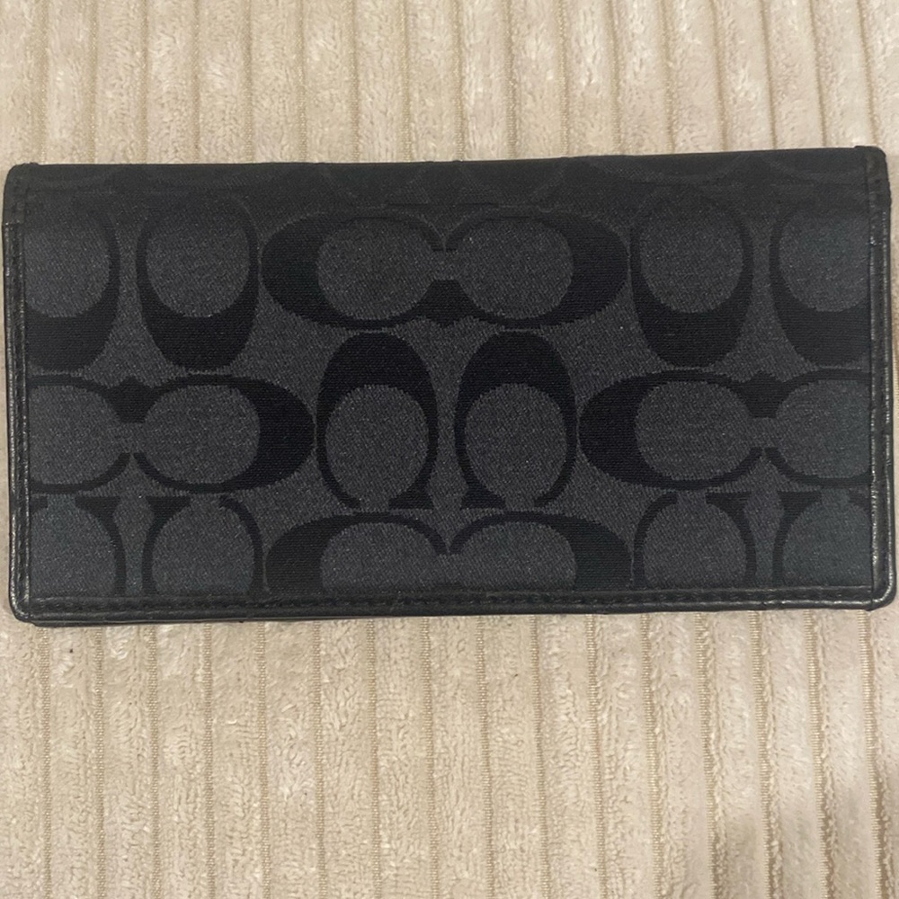 Vintage Coach Checkbook Holder Organizer Monogram Canvas Card Pen Cash Cover